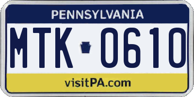 PA license plate MTK0610