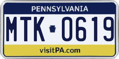 PA license plate MTK0619