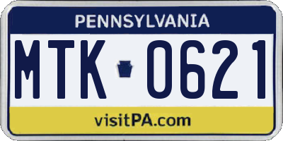 PA license plate MTK0621