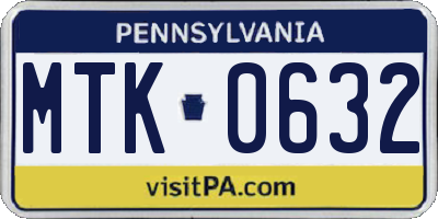 PA license plate MTK0632