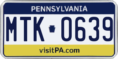 PA license plate MTK0639