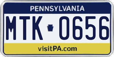 PA license plate MTK0656