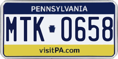 PA license plate MTK0658
