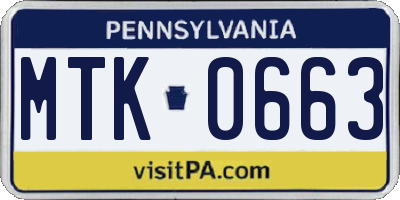 PA license plate MTK0663