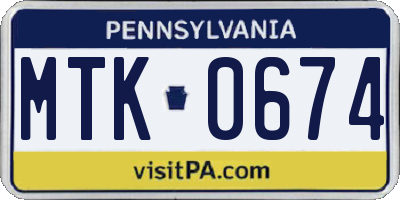 PA license plate MTK0674