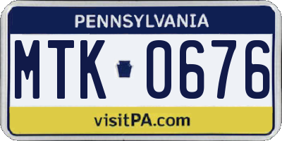 PA license plate MTK0676