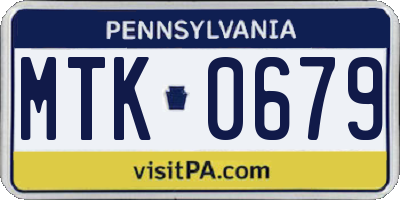 PA license plate MTK0679