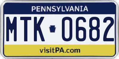 PA license plate MTK0682
