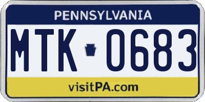 PA license plate MTK0683