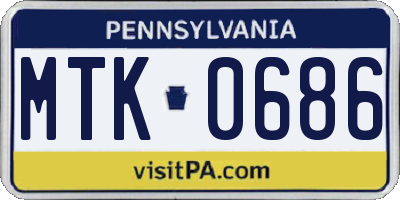 PA license plate MTK0686