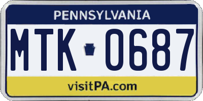 PA license plate MTK0687