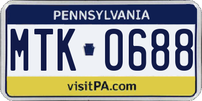 PA license plate MTK0688