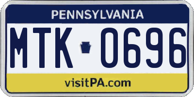 PA license plate MTK0696