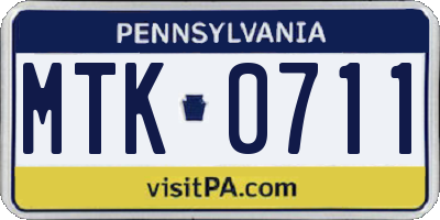 PA license plate MTK0711