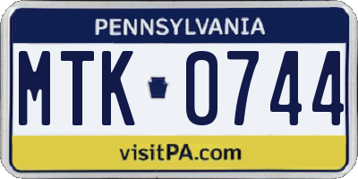 PA license plate MTK0744