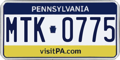PA license plate MTK0775