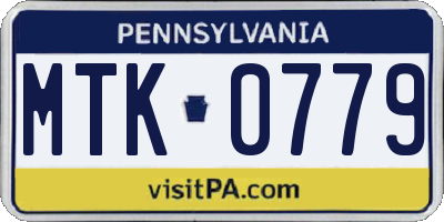 PA license plate MTK0779