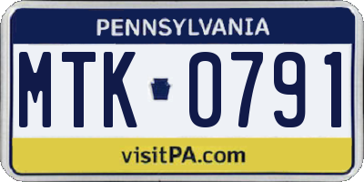 PA license plate MTK0791