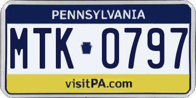 PA license plate MTK0797