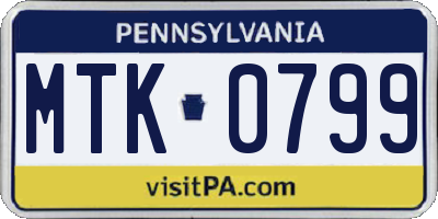PA license plate MTK0799