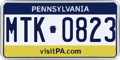 PA license plate MTK0823