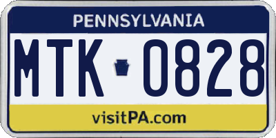 PA license plate MTK0828