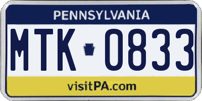 PA license plate MTK0833