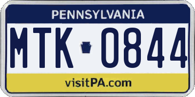 PA license plate MTK0844