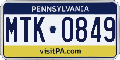 PA license plate MTK0849