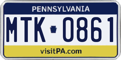 PA license plate MTK0861