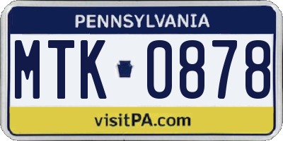PA license plate MTK0878