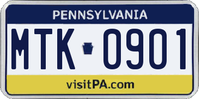 PA license plate MTK0901