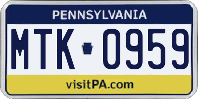 PA license plate MTK0959
