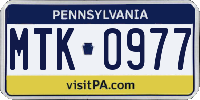 PA license plate MTK0977