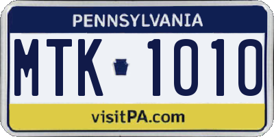 PA license plate MTK1010