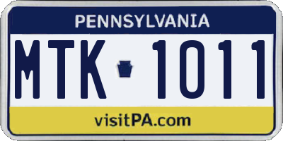 PA license plate MTK1011