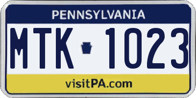 PA license plate MTK1023