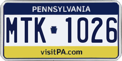 PA license plate MTK1026