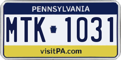 PA license plate MTK1031