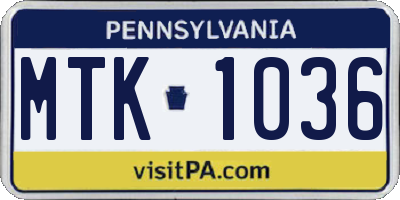 PA license plate MTK1036
