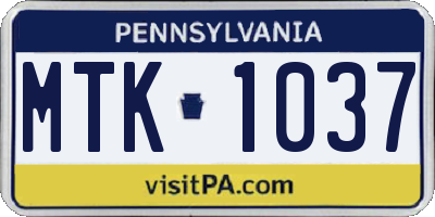 PA license plate MTK1037