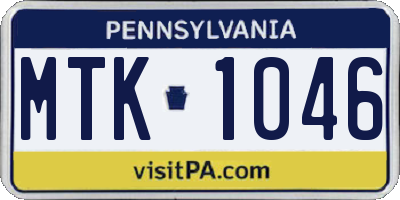 PA license plate MTK1046