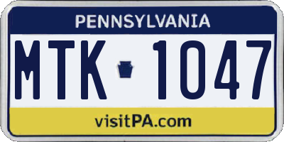 PA license plate MTK1047