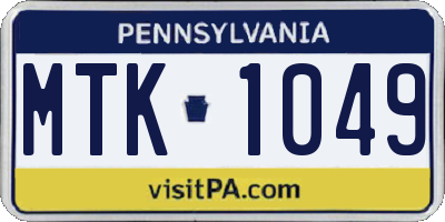 PA license plate MTK1049