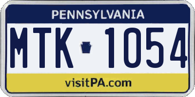 PA license plate MTK1054