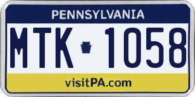 PA license plate MTK1058
