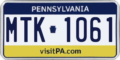 PA license plate MTK1061