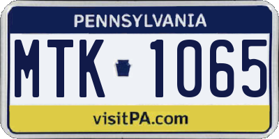 PA license plate MTK1065