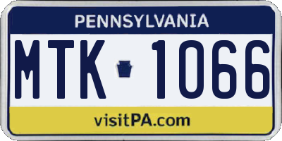PA license plate MTK1066