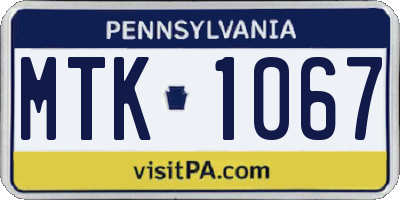 PA license plate MTK1067